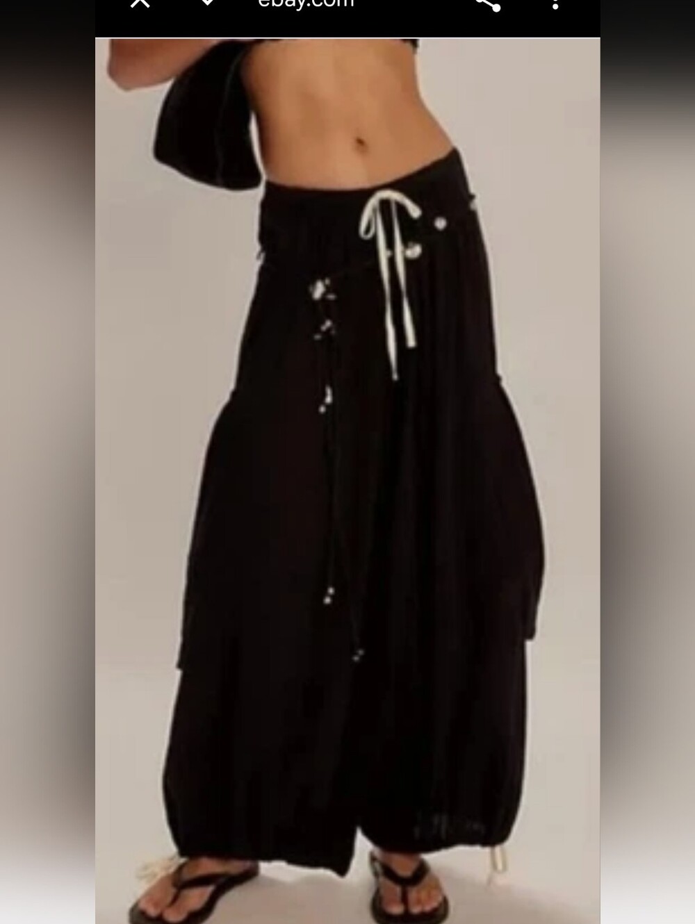 Free People Black Misty Bay Pants Summer Bucket Pocket Cargo